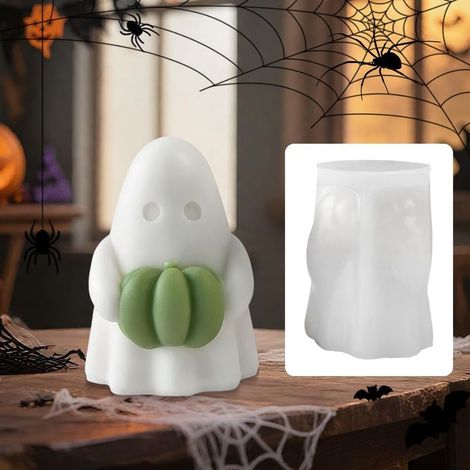 Moule à bougie fantôme d'Halloween - Décoration en silicone - Pour bougies en résine époxy et savons - Décoration d'Halloween (1/5)