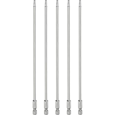 5Pcs T15 Embout Tournevis Torx 1/4" Hex Shank Longueur 8" (200mm) (1/5)