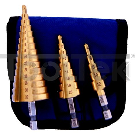 SET 3pz FRESE ALLARGAFORO A GRADINO HSS 4-32mm SCALINO CONICO ECEF