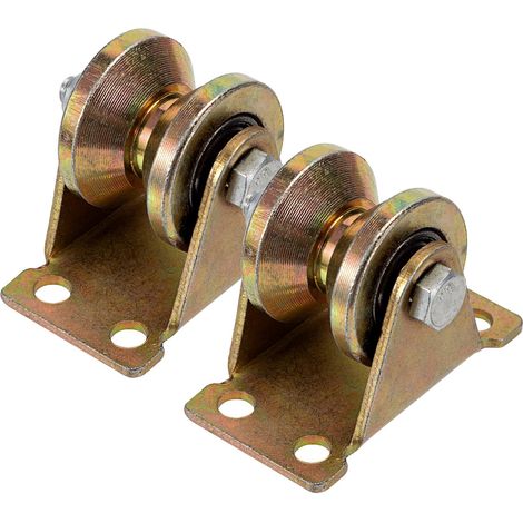 Pulley Steel Cable Pulley for Ropes V-Groove Roller Wheel Heavy Duty Castors Load Capacity 200 kg for Roller Gates Garden Gates Factory Gates Pack of 2 (1/5)