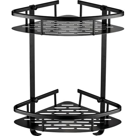 Estante triangular de pared sin perforar (estante de esquina negro hueco de doble grosor) (1/5)