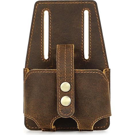 Sac avec crochet de ceinture pour mètre ruban en acier de 5 m - Rangement élégant en cuir - Protégez et transportez vos outils - Rangement compact en cuir (1/5)
