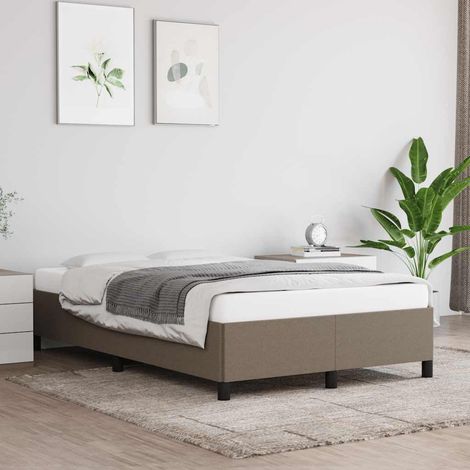 Cadre de lit 120 x 190 cm taupe en tissu, lattes en contreplaqué, sans matelas - PANGIVO (1/5)