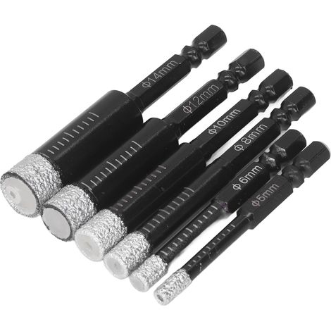 6-teiliges Set Trocken-Diamantbohrer für Fliesen, Marmor, Porzellan, Keramik, Granit und Mauerwerk (1/5)