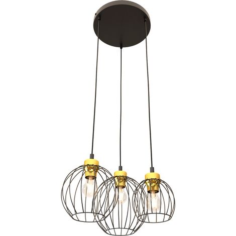 Suspension loft Emibig NANDO 3 boules noir-or Ø30 E27 (1/5)