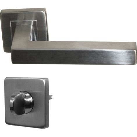 Maniglia per Porta KLOSE Besser Su Rosette, modello "Quadrato" in acciaio inox 304  +1 Coppia di coccarde di condanna