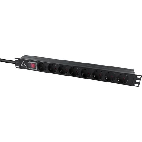 Multipresa Lanview da 19" 1U, 10A, 8 prese Schuko, spina C14, montabile su rack, LVR-2MSCH-SCH-C13-8