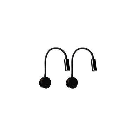 Lot de 2 appliques murales noires 3W en aluminium, lampe à col flexible réglable, éclairage LED pour chambre, couloir– (1/5)