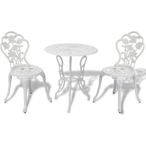 INLIFE Jeu de bistro 3 pcs Aluminium coulé Blanc (1/5)