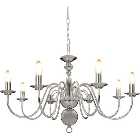 Chandelier Silver 8 x E14 Bulbs vidaXL
