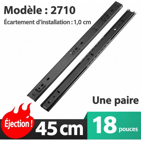 Glissières de tiroir 2 sections 27 mm 18 pouces 45 cm acier noir 2710 2710 18 45cm réf 900 g – Livraison gratuite