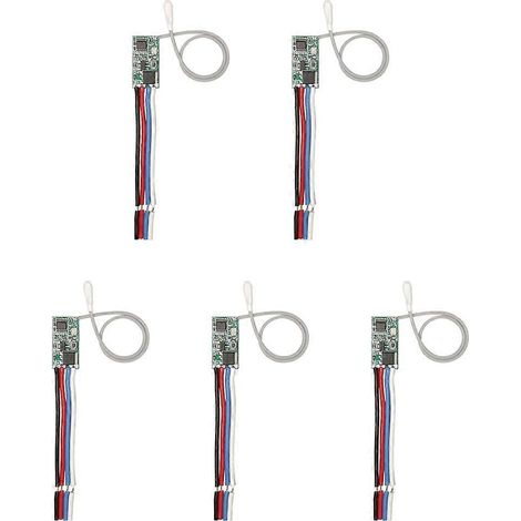 Lot de 5 interrupteurs sans fil 433,92 MHz CC 3,6 V-24 V avec mini-interrupteur universel et relais récepteur pour éclairage LED (DIY). (1/5)