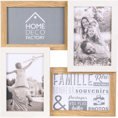 Cadre Photos Mural Pêle-Mêle 4 Vues Bois et Verre Beige (1/5)