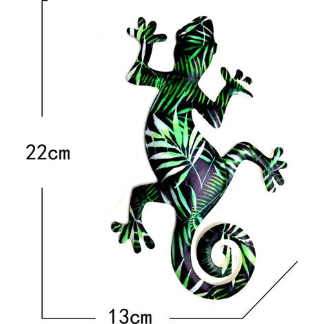Gecko en métal - Décoration murale suspendue - Sculpture décorative pour la maison, la chambre, le salon, le bureau ou le jardin