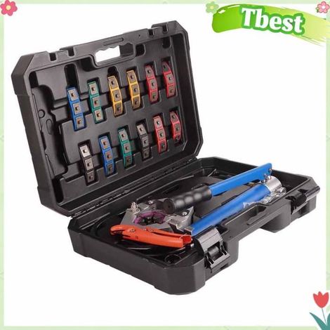 Tbest Outil de sertissage de tuyau Kit de Sertissage de Tuyau de Climatisation, Outil de Sertissage Hydraulique moto coffret (1/5)