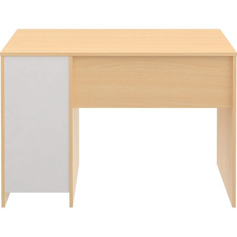 Bureau en mélamine effet hêtre avec 3 tiroirs - Longueur 110 x profondeur 56 x Hauteur 73.5 cm -PEGANE- (1/4)