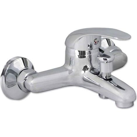 Rubinetto per vasca a parete miscelatore a muro regolabile monocomando da bagno in ottone cromato (1/2)