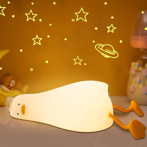 Enten-Nachtlicht für Kinder, niedliche liegende Freizeit-Entenlampe für Kinderzimmer, ABS+SIL, Touch-Steuerung, tragbar und wiederaufladbar, dimmbar, Geburtstags-Weihnachtsgeschenke für Jungen und Mäd (1/5)