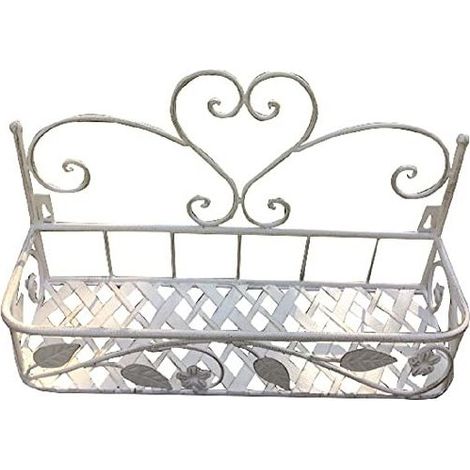 Vigor Portafiori Ferro Battuto Bianco Fioriera 1 Piano da Parete o Appoggio