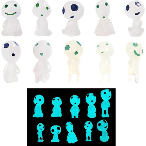 10 Pièces Lumineux Arbre, Fantôme Lumineux, Mini Figurine, Figurines Fantômes Lumineuses, Résine Ornement Paysage, pour Les Décorations de Maison et du Jardin (1/5)
