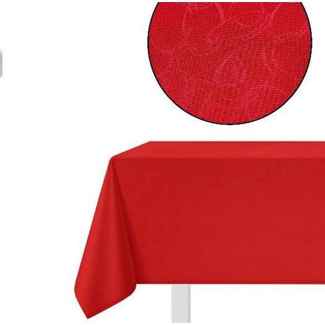 TrAdE Shop Traesio - Tovaglia Natalizia Tessuto Rosso Tinta Unita Natale Capodanno 6 Posti 140x180cm - (1/3)
