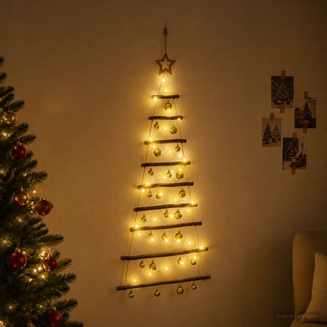 vidaXL Árbol de Navidad colgante con bolas 120 cm 50 LED Blanco Cálido (1/5)