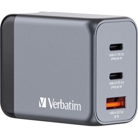 Cargador de Pared Verbatim 32201 Negro/Gris 65 W (1/4)