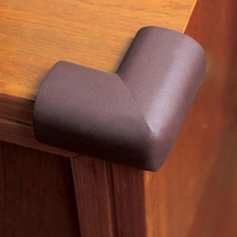 Protectores de esquinas para bebés (4 esquinas grandes), protectores de esquinas resistentes hechos de espuma de goma suave para muebles, color marrón café. (1/2)