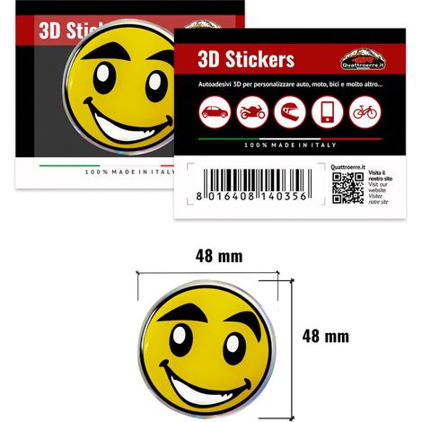 3D Sticker Smile - Confezione: 1 PEZZO - Diametro: 48 MM