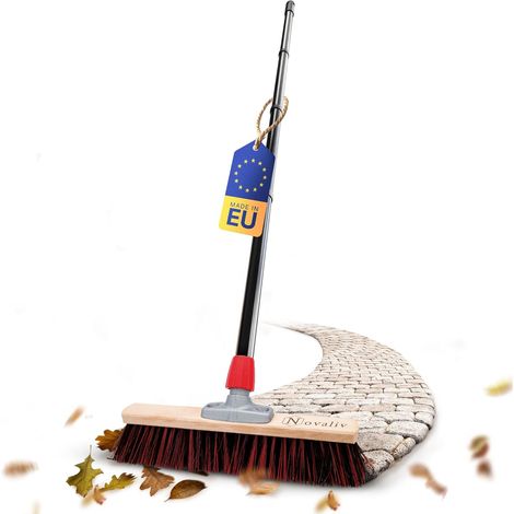 Balai de rue Novaliv avec manche extérieur 40 cm Poils Arenga-Elaston Idéal comme balai extérieur Balai de jardin avec manche poils durs Balai de
