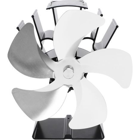 Ventilateur pour poêle à bois 5 pales – Base trapézoïdale verticale, alimentation thermique autonome, circulation d’air chaud portable (1/5)