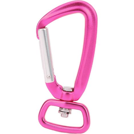 Mousqueton rotatif en alliage d'aluminium à base carrée, anneau en D pour attacher laisse de chien et cerf-volant d'extérieur, rouge rose