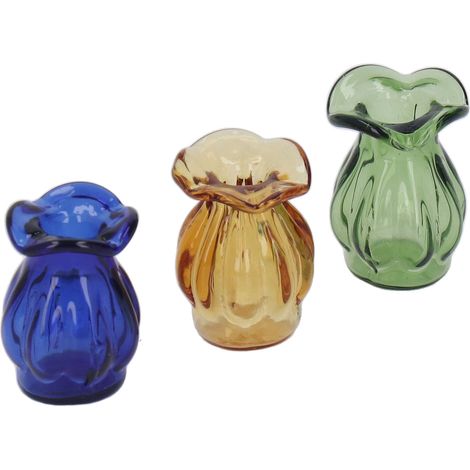 Lot de 3 vases miniatures en verre pour maison de poupée (DIY), accessoires de décoration de paysage (Type A). (1/5)