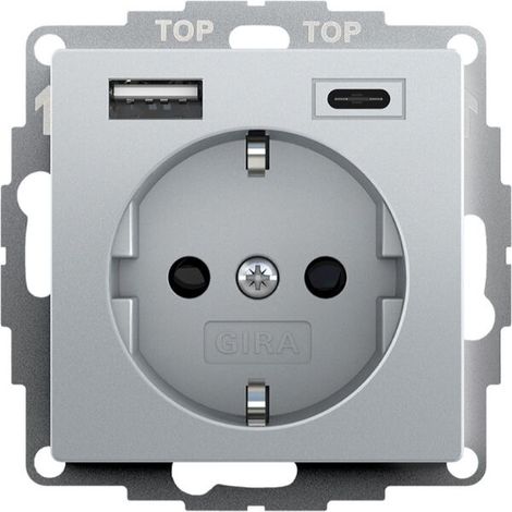 Gira SCHUKO-Steckdose SH USB-Spannungsv.2f Typ A/C Sys 55 F al