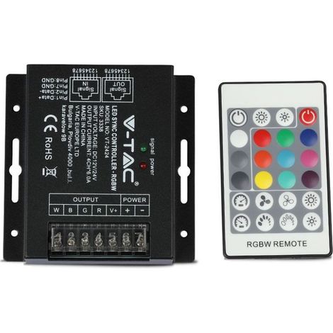 Controlador de tira LED RGB+W regulable V-TAC con puerto RJ45 y control remoto de 24 teclas (1/5)