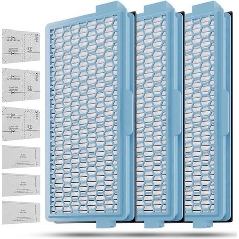3X Filtres HEPA pour Miele Aspirateur Partie Compact C1-C2 Complet C2- C3 S8340 +3 Filtres Purification de L'Air + 3 Filtres Moteur (1/4)
