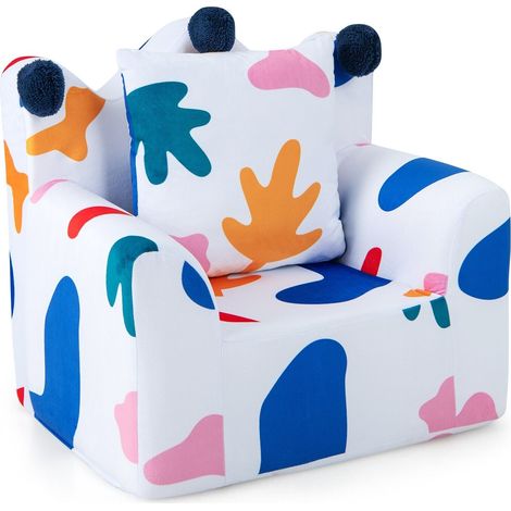 Kids Sofa Chair Foam Filled Armchair Toddler Upholstered Couch W/Padded Pillow (1/5)