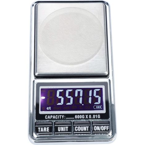 Balanza electrónica de bolsillo USB de alta precisión de 600 g / 0,01 g: pantalla LCD retroiluminada, alimentación USB, compacta y portátil. (1/5)
