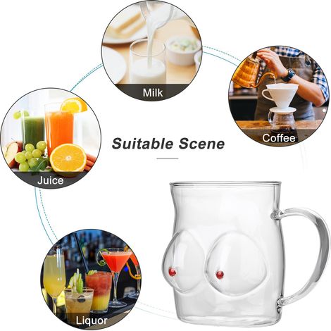 Tasse à café en verre 480ml grande capacité, verre à lait et jus pour petit-déjeuner avec anse (1/5)
