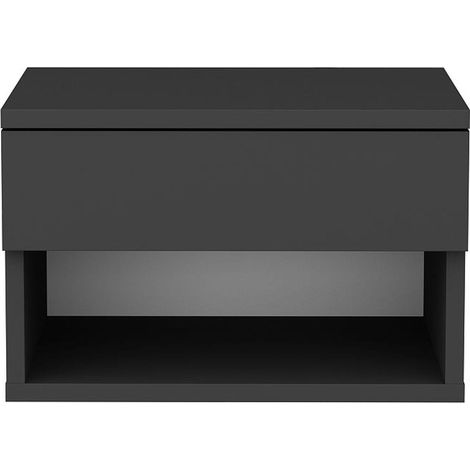 Table de chevet suspendue 1 tiroir 1 niche gris anthracite 45 cm - Cosenza