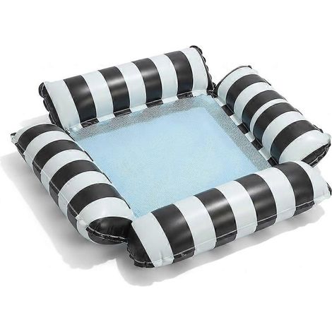 Lit flottant gonflable à rayures avec dossier pliable fauteuil inclinable hamac aquatique flottant pour adultes