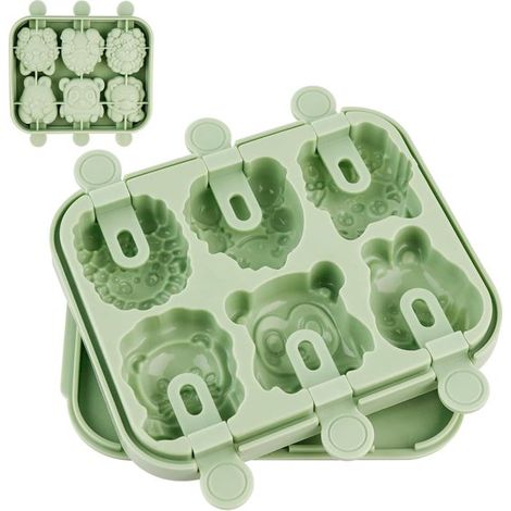 Silikon-Eisformen Tier-Eis am Stiel Wassereisformen BPA-frei Eis am Stiel selber machen Eis am Stiel-Formen Joghurt Saft Smoothies Grüner Garten (1/5)