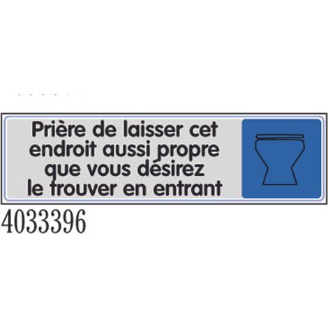 Plaquette de porte ''Priére de laisser cet endroit aussi propre que vous désirez le trouver en entrant'' plexiglas 170x45mm - NOVAP - 4033396