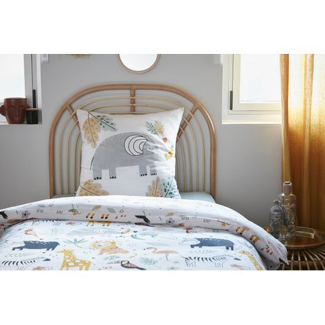 Parure de couette toutes dimensions "Savane" Réversible 100% Coton / 57 Fils/cm² - - Parure de couette 240 x 220 cm + 2 Taies d'oreiller 63 x 63 cm - - (1/4)
