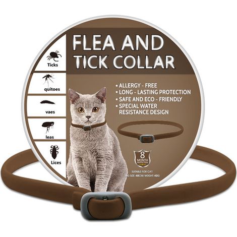 Collier Anti Puces - Pour Chat - Résistant À L Eau - À Base D Huiles Essentielles Naturelles - Réglable - 1 Pièce (1/5)