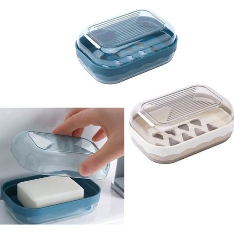Jabonera, Caja de jabón, Jabonera pequeña, Jabonera portátil, Jabonera, Soporte para champú sólido, Caja para champú sólido, 2 piezas (1/5)