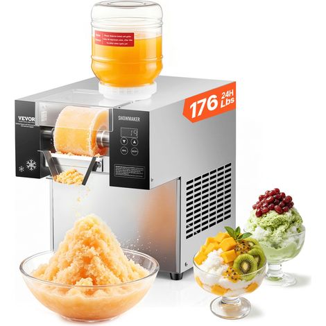 Machine à Glace Râpée de Neige Commerciale, Machine à Râper la Glace 80 kg/24H, en Inox, Système de Refroidissement par Air, Dissipation Thermique Rapide, pour Dessert Boulangerie Café (1/5)