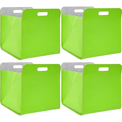4er Set Filz Aufbewahrungsbox 33x33x38 cm Kallax Filzkorb Regal Einsatz Box Grün (1/5)