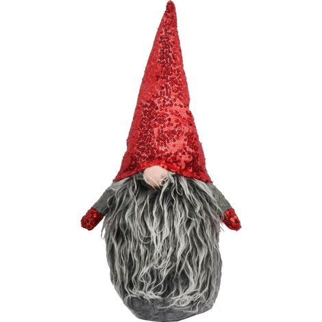 Leprecauno con cappello a quadri rosso-grigio 40 cm (1/3)