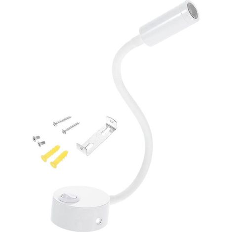 Lampe de chevet flexible LED ACKERMAN pour lecture au lit ou en camping-car – 20 x 14 cm – blanc (1/3)